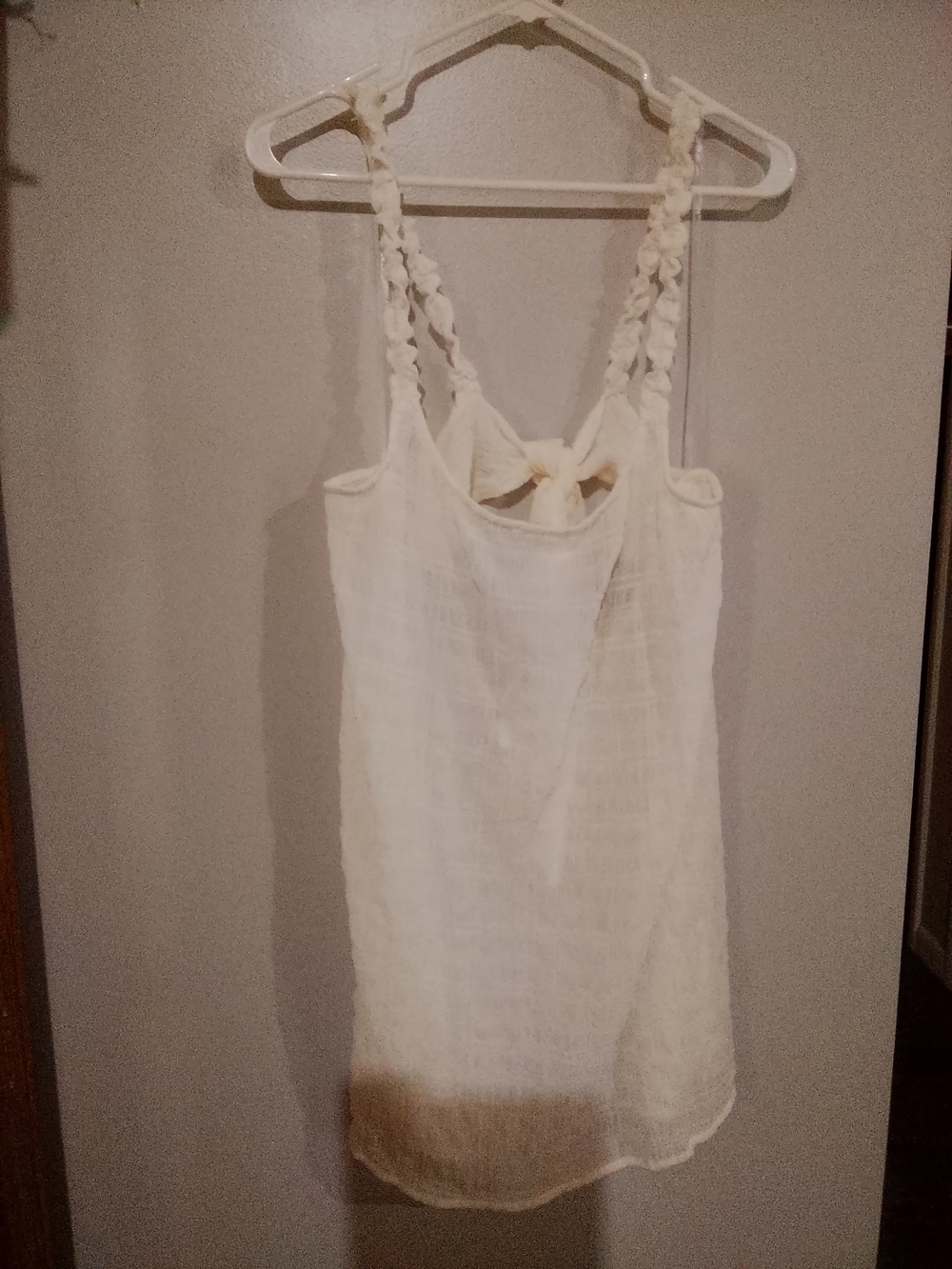 Cream Braided-Shoulder Swim Coverup Dress